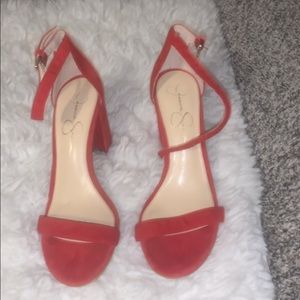 Red suede heels